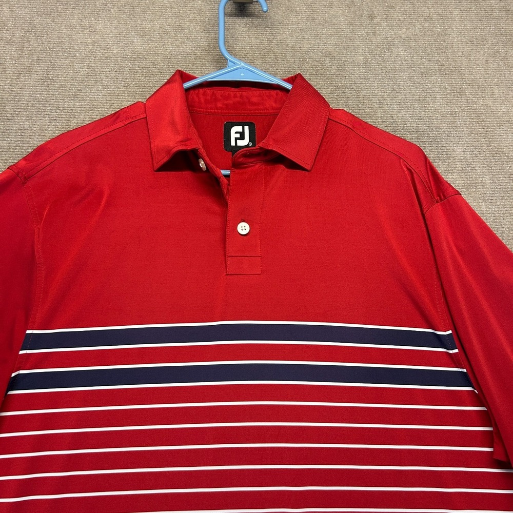 Prestonwood Country Club FootJoy Golf Polo Shirt Men's M Striped RWB Performance